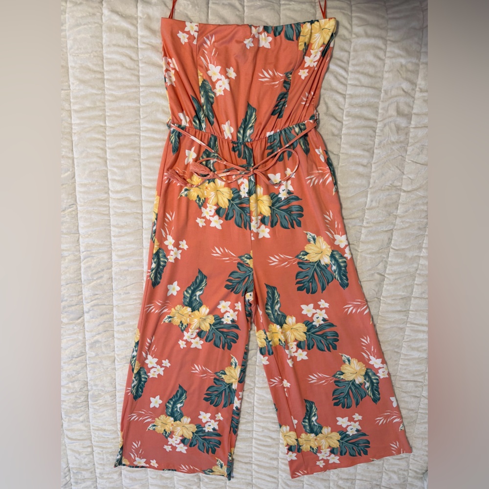 Tropical Coral Floral Jumpsuit